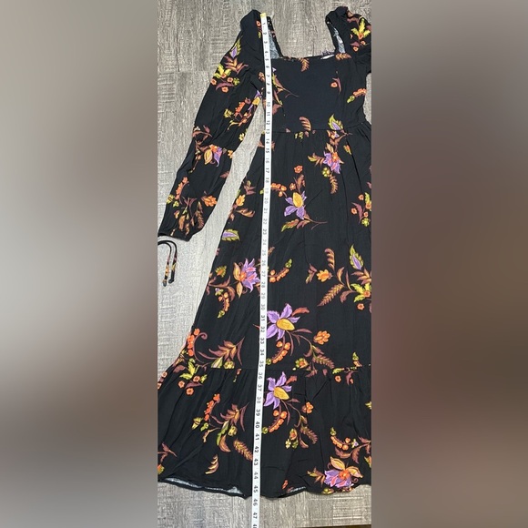 SO Black with Orange Floral Long Sleeve Sundress for Wedding Guest - Picture 5 of 9